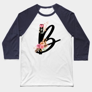 Letter B With Autumn Floral Wreath Baseball T-Shirt